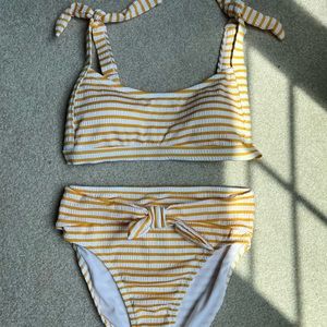 Jessica Simpson sunshine stripe high waisted bikini
